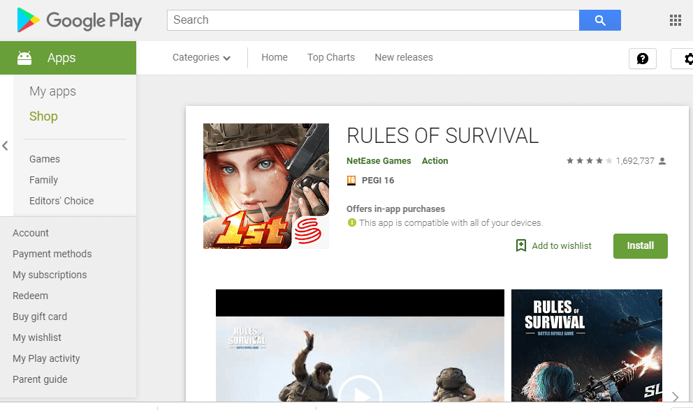 why does it show no emulator for rules of survival mac